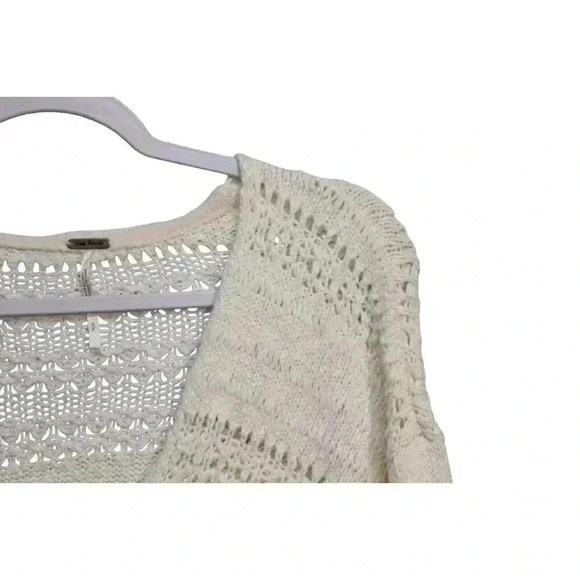 Free People Tunic Sweater Blouse Size Small Ivory Open Knit Boho Oversized Cozy - Picture 4 of 12